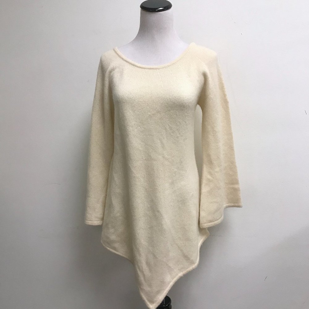 Amo & Bretti cream cashmere scoop neck tunic sweater pullover L